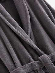 Charcoal Grey Cotton Towelling Dressing Gown - Image 2 of 2