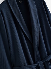Navy Blue Lightweight Waffle Dressing Gown - Image 3 of 3