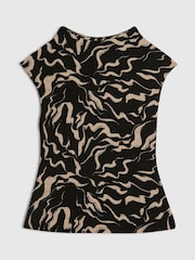 River Island Black Petite Sleeveless Abstract Print Top - Image 1 of 1