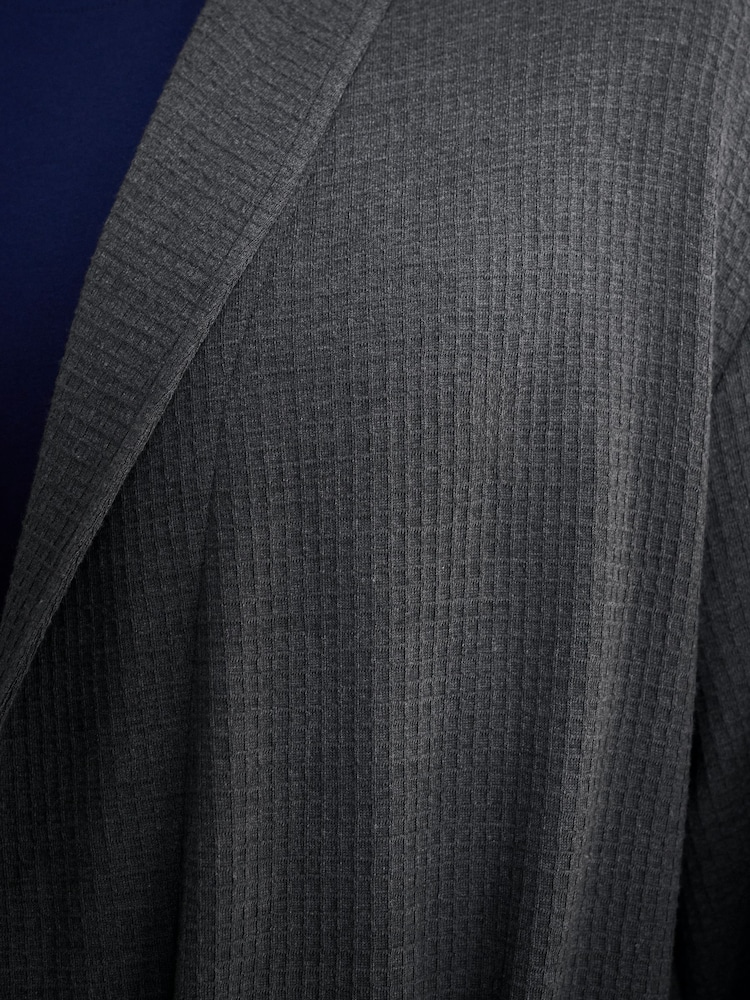 Charcoal Grey Lightweight Waffle Dressing Gown - Image 5 of 7