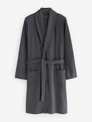 Charcoal Grey Lightweight Waffle Dressing Gown - Image 6 of 7