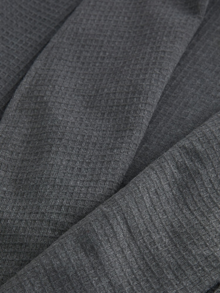 Charcoal Grey Lightweight Waffle Dressing Gown - Image 7 of 7