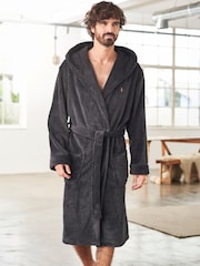 Slate Grey Supersoft Hooded Dressing Gown - Image 1 of 7