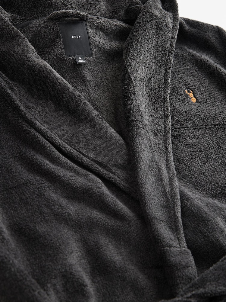 Slate Grey Supersoft Hooded Dressing Gown - Image 7 of 7