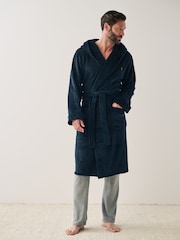 Navy Blue Supersoft Hooded Dressing Gown - Image 2 of 7