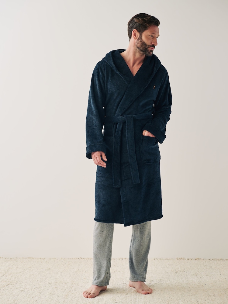 Navy Blue Supersoft Hooded Dressing Gown - Image 2 of 7