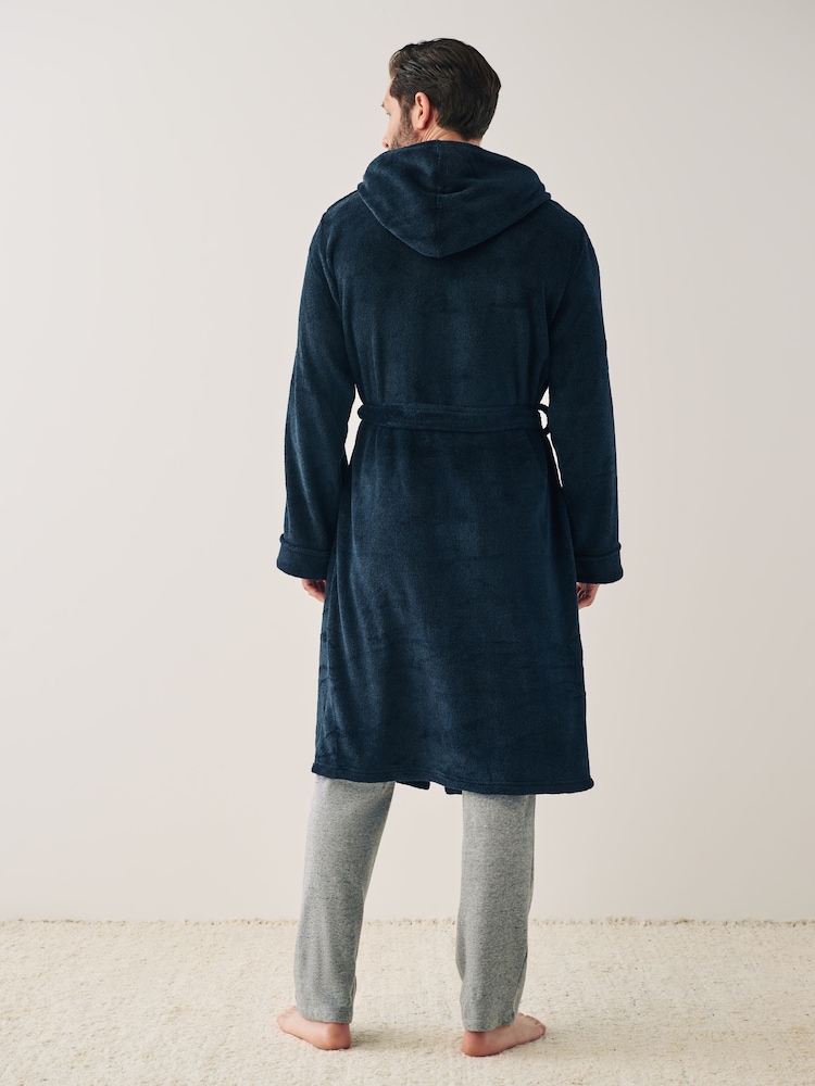 Navy Blue Supersoft Hooded Dressing Gown - Image 3 of 7