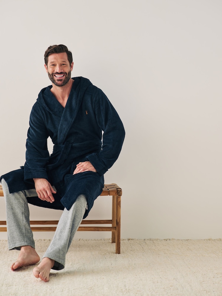 Navy Blue Supersoft Hooded Dressing Gown - Image 4 of 7