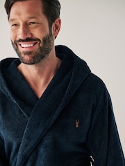 Navy Blue Supersoft Hooded Dressing Gown - Image 5 of 7