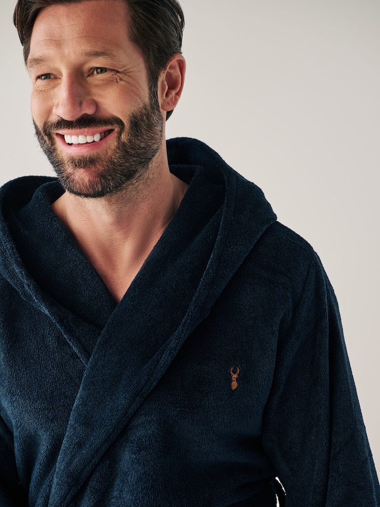 Navy Blue Supersoft Hooded Dressing Gown - Image 5 of 7