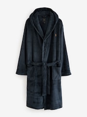 Navy Blue Supersoft Hooded Dressing Gown - Image 7 of 7