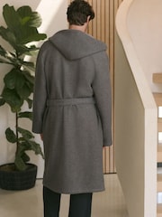 Grey Fleece Borg Lined Brushed Dressing Gown Robe - Image 3 of 9