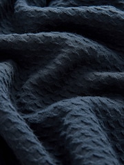 Navy Blue Fleece Borg Lined Textured Dressing Gown - Image 4 of 10