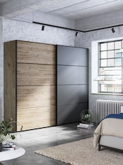 Wiemann Oak Jenson Wood and Matt Sliding Semi Fitted 2.5m Sliding Wardrobe - Image 1 of 2