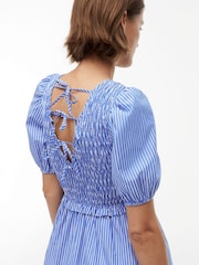 Tommy Jeans Blue Back Tie Smock Slim Poplin Mini Dress - Image 4 of 5