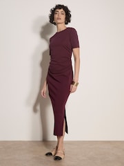 Pula - Apricot Cotton Ruched T-Shirt Maxi Dress - Larawan 1 ng 4