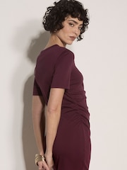 Pula - Apricot Cotton Ruched T-Shirt Maxi Dress - Larawan 2 ng 4