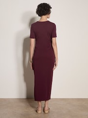 Pula - Apricot Cotton Ruched T-Shirt Maxi Dress - Larawan 3 ng 4