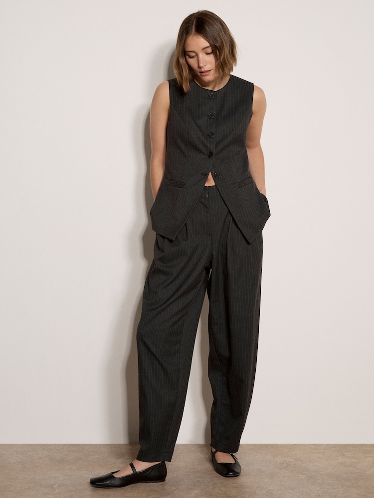 Apricot Grey Oversized Pinstripe Waistcoat - Image 2 of 4 Apricot Grey Oversized Pinstripe Waistcoat - Image 2 of 4