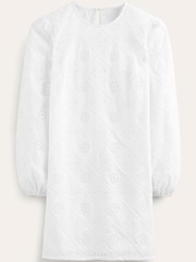 Boden White Broderie Mini Shift Dress - Image 6 of 6