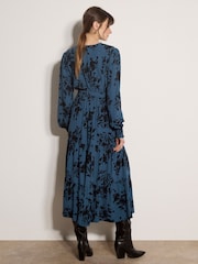 Apricot Blue Floral Crepe Midi Dress - Image 4 of 4