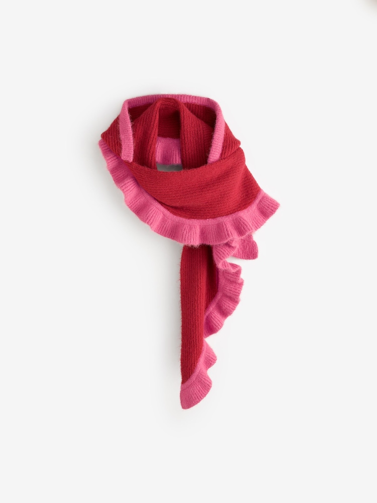 Eleanor Bowmer Red/Pink Knitted Hood Scarf - Image 1 of 3