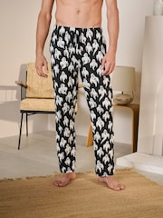 Ghosts Black Halloween Jersey 100% Cotton Pyjamas Bottoms - Image 1 of 5