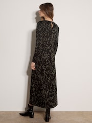 Жасыл - Apricot Jersey Knit Leopard Print Maxi Dress - 4суретінің 3 суреті