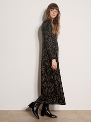 Жасыл - Apricot Jersey Knit Leopard Print Maxi Dress - 4суретінің 4 суреті