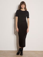 Itim - Apricot Cotton Ruched T-Shirt Maxi Dress - Larawan 1 ng 4