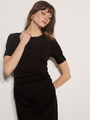 Itim - Apricot Cotton Ruched T-Shirt Maxi Dress - Larawan 2 ng 4