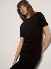 Itim - Apricot Cotton Ruched T-Shirt Maxi Dress - Larawan 3 ng 4
