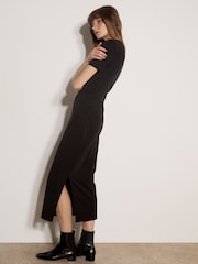 Itim - Apricot Cotton Ruched T-Shirt Maxi Dress - Larawan 4 ng 4