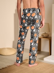 Cat/Pumpkin Black Halloween Jersey 100% Cotton Pyjamas Bottoms - Image 5 of 7