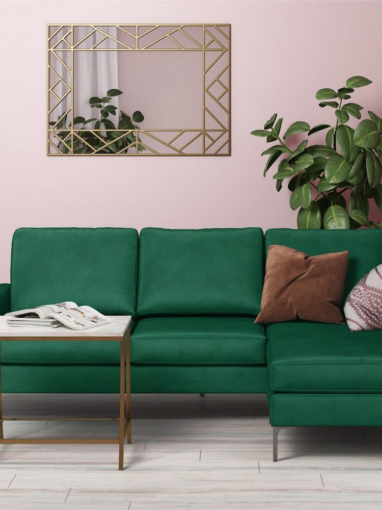 Novogratz Green Chapman Velvet Sectional Sofa - Image 1 of 3