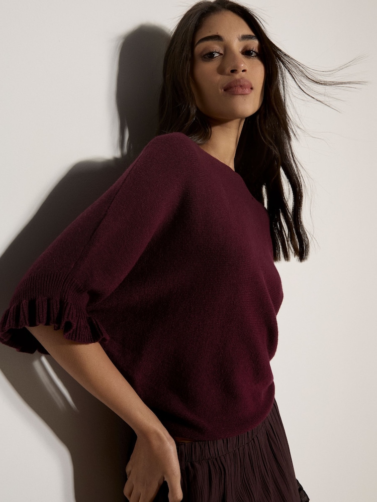 Apricot Red Soft Knit Batwing Top - Image 1 of 3