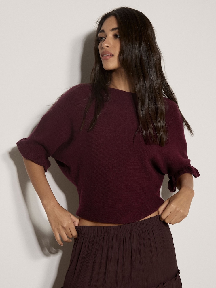 Apricot Red Soft Knit Batwing Top - Image 3 of 3