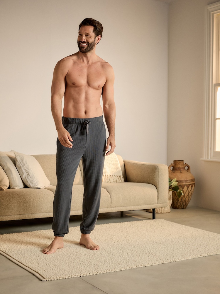 Bleu marine/gris - Bas de pyjama gaufré 2 Lot - Image 8 of 12