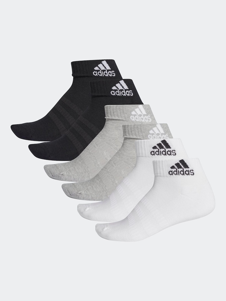 adidas Grey Adult Cushioned Ankle Socks 6 Pairs - Image 1 of 1