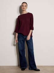 Apricot Red Waffle Knit Batwing Top - Image 1 of 4