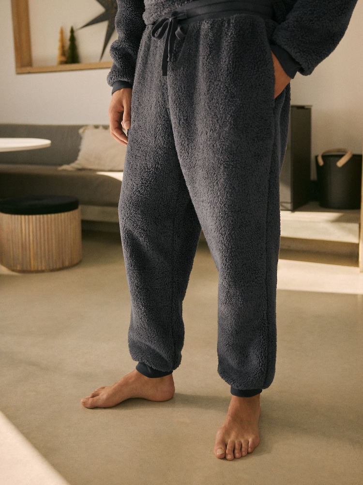 Шиферно-серый - Флисовый искусственный мех Cuffed Joggers - Изображение 1 из 10 Шиферно-серый - Флисовый искусственный мех Cuffed Joggers - Изображение 1 из 10