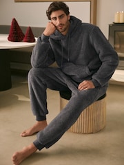 Slate Grey Fleece Borg Cuffed Joggers - Image 2 of 10