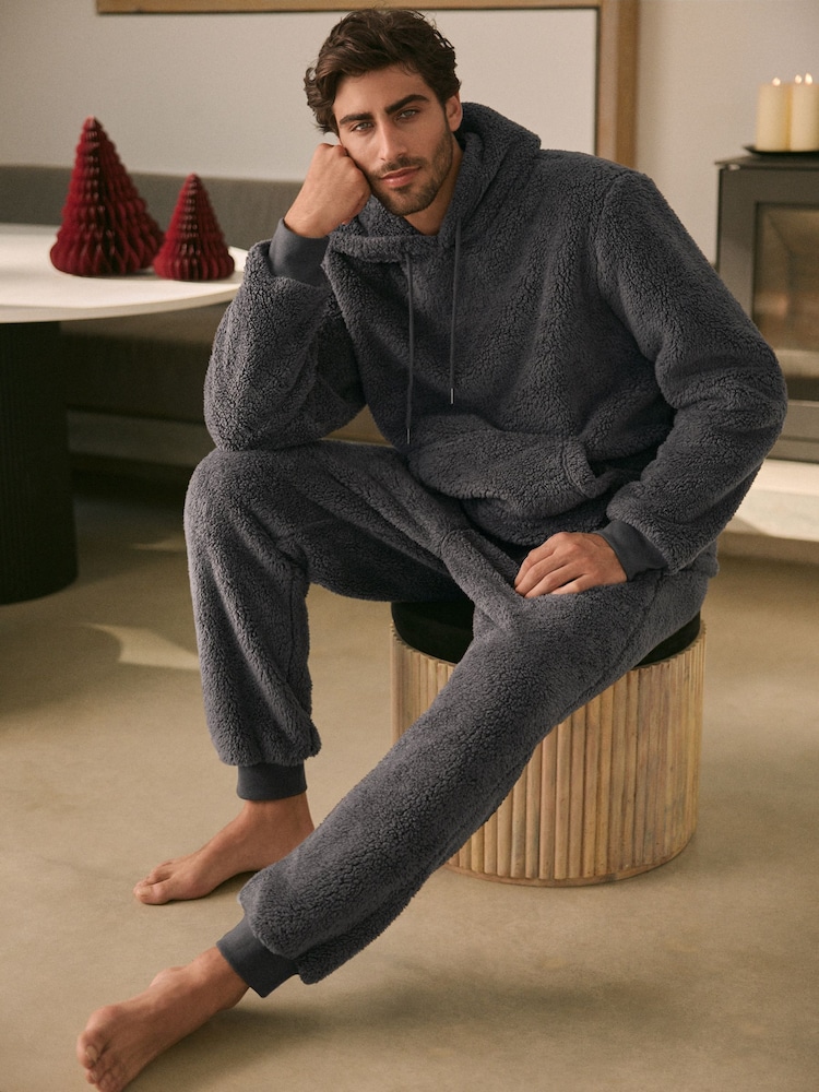 Шиферно-серый - Флисовый искусственный мех Cuffed Joggers - Изображение 2 из 10 Шиферно-серый - Флисовый искусственный мех Cuffed Joggers - Изображение 2 из 10