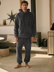 Slate Grey Fleece Borg Cuffed Joggers - Image 3 of 10