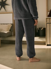 Slate Grey Fleece Borg Cuffed Joggers - Image 4 of 10