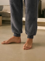 Slate Grey Fleece Borg Cuffed Joggers - Image 6 of 10