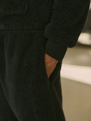 Black Fleece Borg Cuffed Joggers - Image 5 of 10