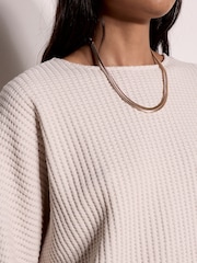 Apricot Natural Waffle Knit Batwing Top - Image 2 of 4