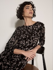 Сұр - Apricot Jersey Knit Leopard Print Maxi Dress - 4суретінің 4 суреті