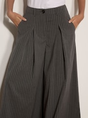 Apricot Grey Wide-Leg Pleat Pinstripe Trousers - Image 2 of 4